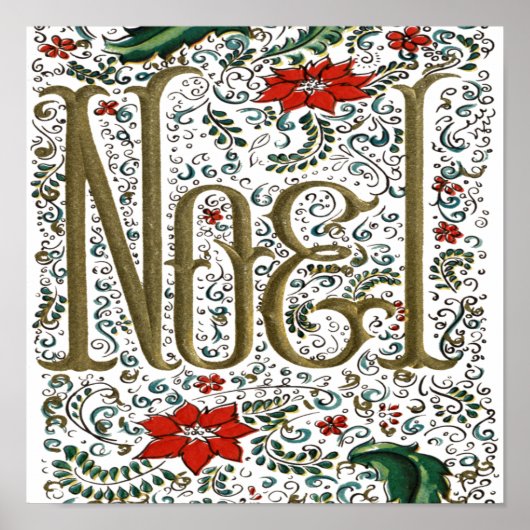  franse kerstpunsettia joyeux noel poster (Voorkant)