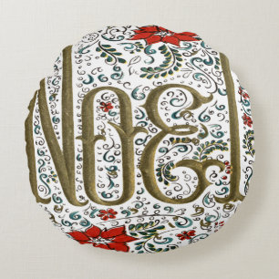  franse kerstpunsettia joyeux noel rond kussen