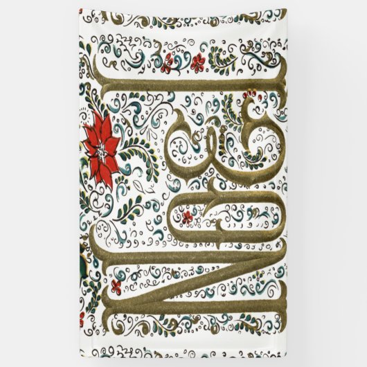 franse kerstpunsettia joyeux noel spandoek (Verticaal)