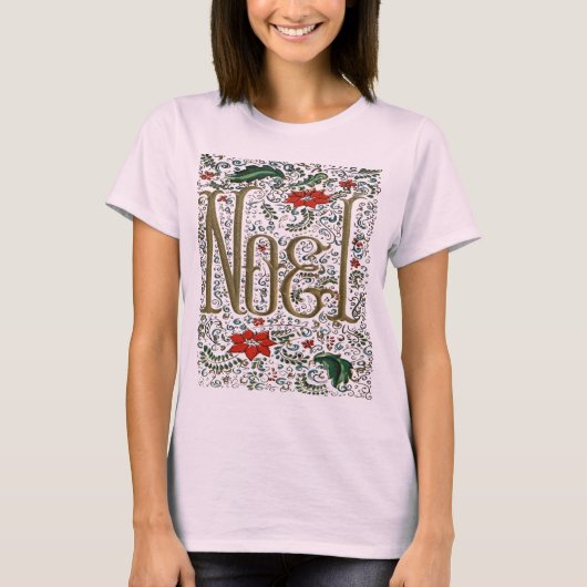  franse kerstpunsettia joyeux noel t-shirt (Voorkant)