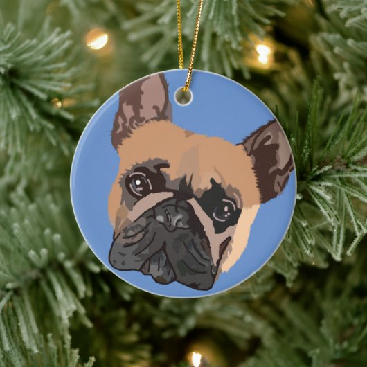 Franse kerstversiering met Bulldog Keramisch Ornament (Boom)