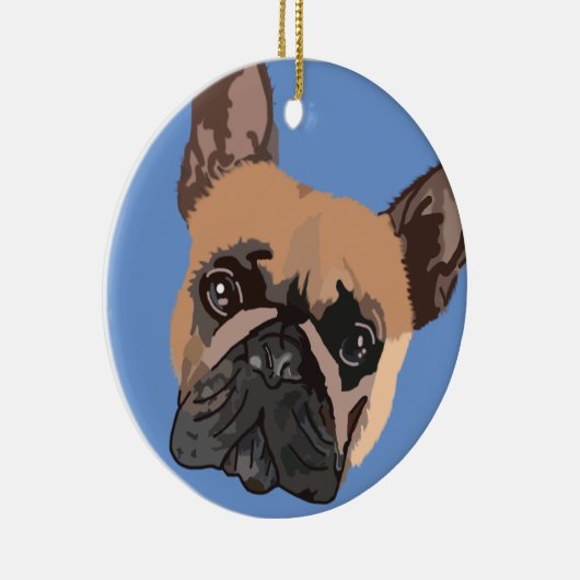 Franse kerstversiering met Bulldog Keramisch Ornament (Rechts)