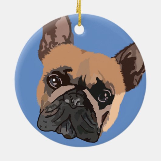 Franse kerstversiering met Bulldog Keramisch Ornament (Achterkant)