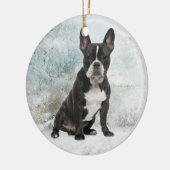 Franse kerstversiering met Bulldog Keramisch Ornament (Links)
