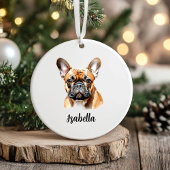 Franse kerstversiering met Bulldog Keramisch Ornament