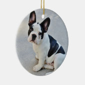 Franse kerstversiering met bulledog met uw foto keramisch ornament (Rechts)