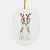 Franse kerstversiering voor bulldog keramisch ornament (Voorkant)