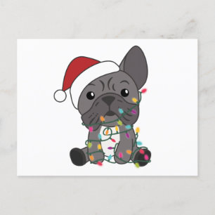 Franse kerstwintersneeuw met Bulldog Briefkaart