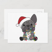 Franse kerstwintersneeuw met Bulldog Briefkaart (Voorkant / Achterkant)