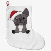 Franse kerstwintersneeuw met Bulldog Grote Kerstsok (Voorkant)