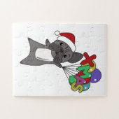 Franse kerstwintersneeuw met Bulldog Legpuzzel (Horizontaal)