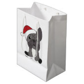 Franse kerstwintersneeuw met Bulldog Medium Cadeauzakje (Voorkant Gekanteld)