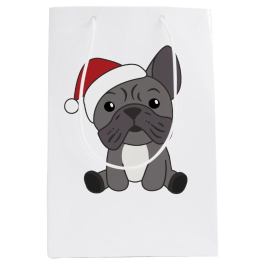 Franse kerstwintersneeuw met Bulldog Medium Cadeauzakje (Voorkant)