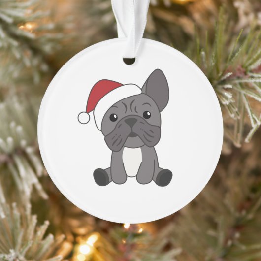 Franse kerstwintersneeuw met Bulldog Ornament (Boom)