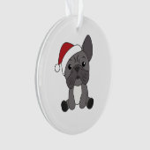 Franse kerstwintersneeuw met Bulldog Ornament (voorkant)