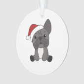 Franse kerstwintersneeuw met Bulldog Ornament (voorkant)