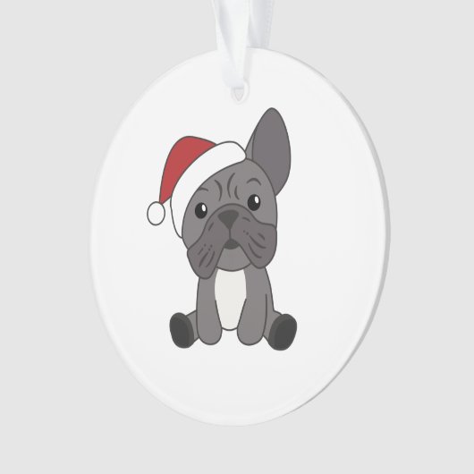 Franse kerstwintersneeuw met Bulldog Ornament (voorkant)