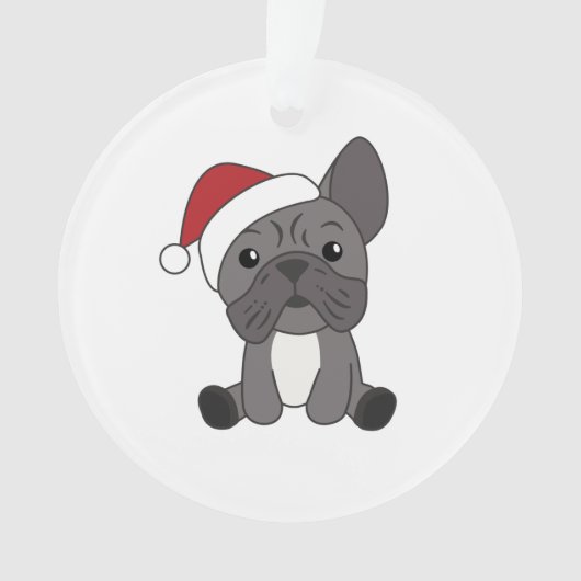 Franse kerstwintersneeuw met Bulldog Ornament (voorkant)