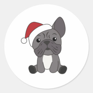 Franse kerstwintersneeuw met Bulldog Ronde Sticker