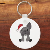 Franse kerstwintersneeuw met Bulldog Sleutelhanger (Voorkant)