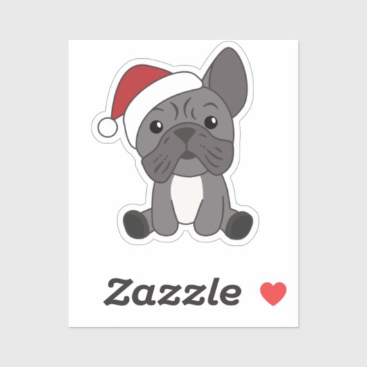 Franse kerstwintersneeuw met Bulldog Sticker (Vel)