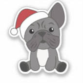 Franse kerstwintersneeuw met Bulldog Sticker (Voorkant)
