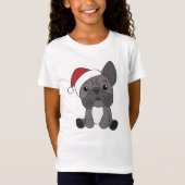 Franse kerstwintersneeuw met Bulldog T-shirt (Voorkant)