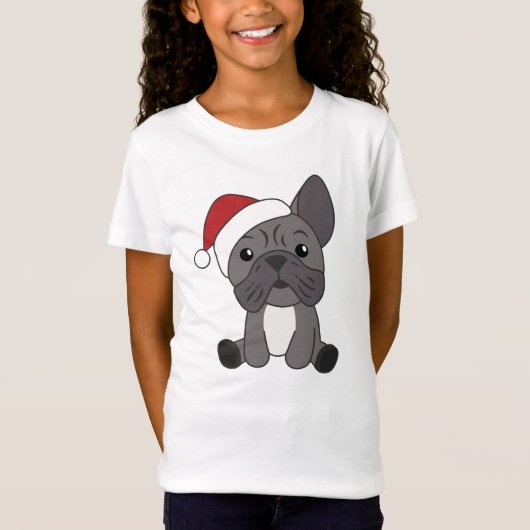 Franse kerstwintersneeuw met Bulldog T-shirt (Voorkant)