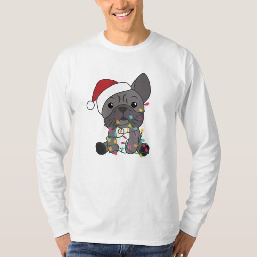 Franse kerstwintersneeuw met Bulldog T-shirt (Voorkant)