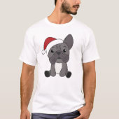 Franse kerstwintersneeuw met Bulldog T-shirt (Voorkant)