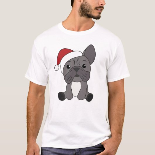 Franse kerstwintersneeuw met Bulldog T-shirt (Voorkant)