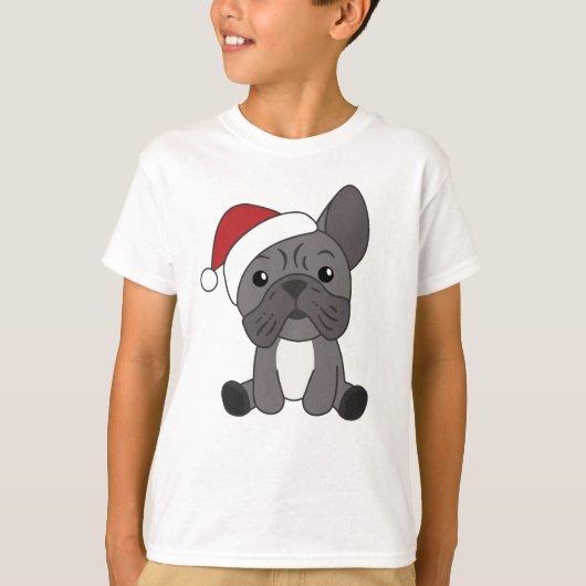 Franse kerstwintersneeuw met Bulldog T-shirt (Voorkant)