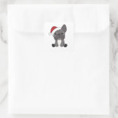 Franse kerstwintersneeuw met Bulldog Vierkante Sticker (Tas)