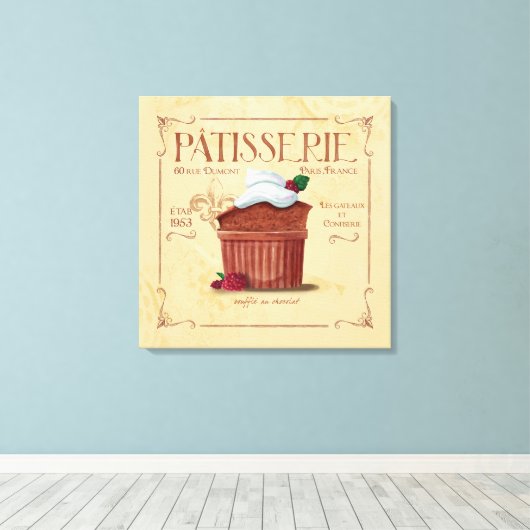 Franse keuken decor canvas, chocolade souffle canvas afdruk (Insitu (Houten vloer))