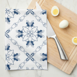 Franse keukenhanddoek, blauw en wit theedoek