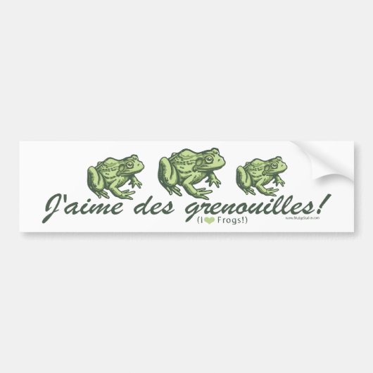 Franse kikker - I Love Frogs Bumpersticker (Voorkant)