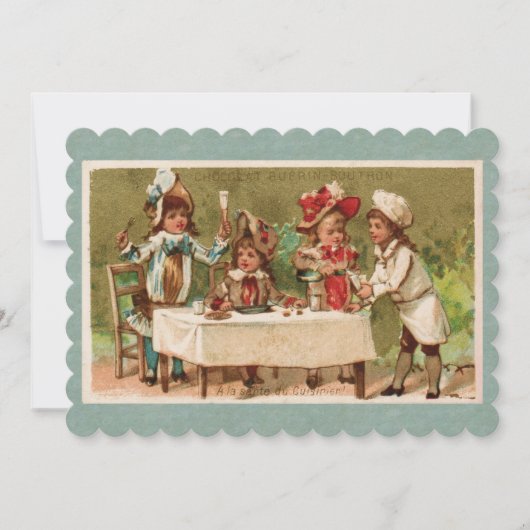 Franse Kinderdagmiddag Tea Kaart (Voorkant)