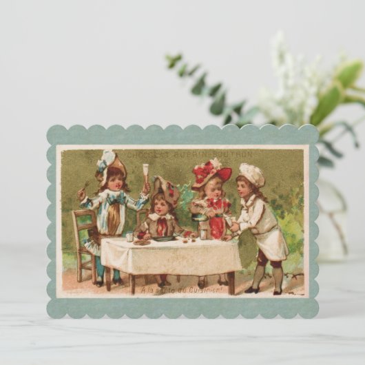 Franse Kinderdagmiddag Tea Kaart (Staand voorkant)