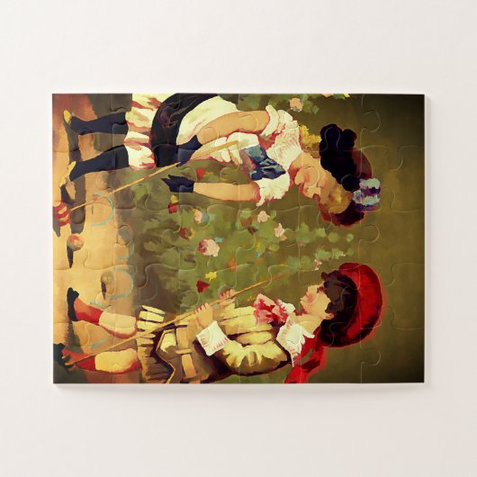  Franse kinderen - croquet Legpuzzel (Horizontaal)