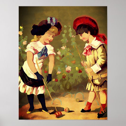 Franse kinderen - croquet Poster (Voorkant)