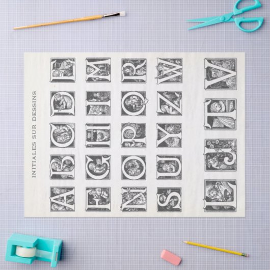  Franse kinderen geïllustreerd alfabet ambacht Tissuepapier (Craft)