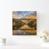 Franse King Bridge in Herfst Vierkante Klok (Huis)