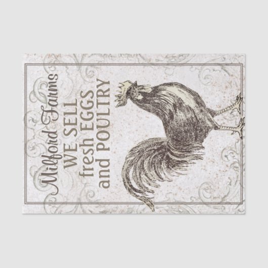 Franse kip haan grunge  gevogelte Boerderij Tissuepapier (Voorkant)