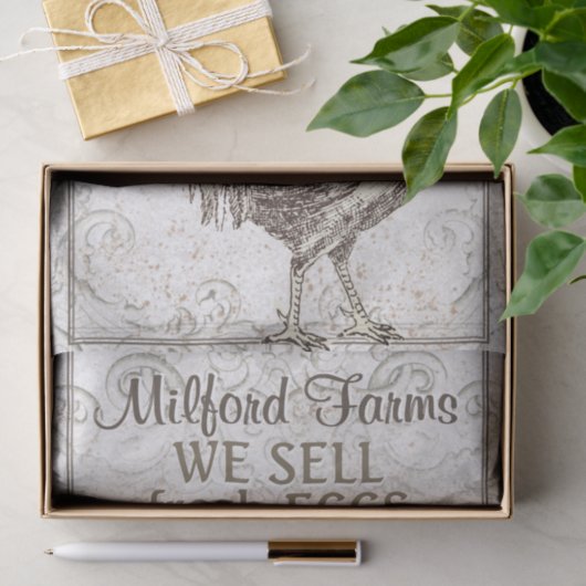 Franse kip haan grunge  gevogelte Boerderij Tissuepapier (Geschenk)