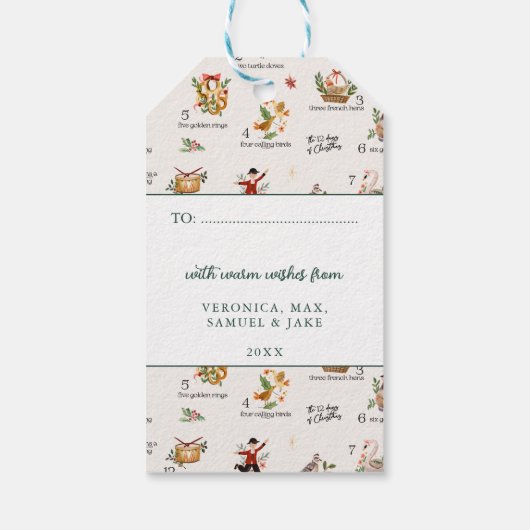 Franse kippen | 12 dagen kerstvakantie cadeaulabel (Achterkant)