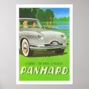 Franse klassieke auto en schilderij Panhard Poster