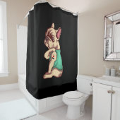 franse knelhond Ik hou van tattoo cadeau Douchegordijn (In situ)