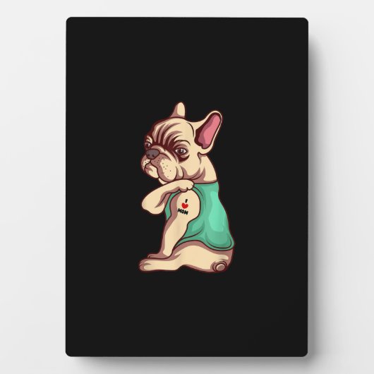 franse knelhond Ik hou van tattoo cadeau Fotoplaat (voorkant)