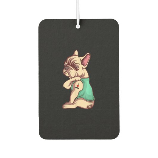 franse knelhond Ik hou van tattoo cadeau Luchtverfrisser (Voorkant)