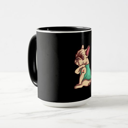 franse knelhond Ik hou van tattoo cadeau Mok (Voorkant links)